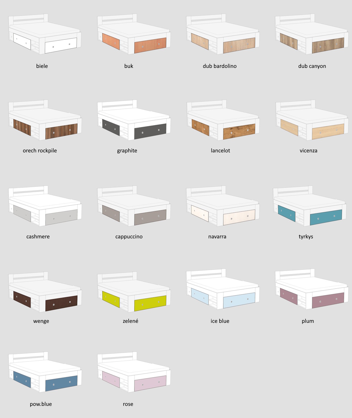 Čelá zásuviek Larisa