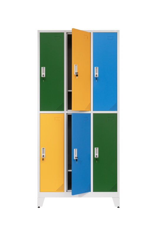 šatňová skriňa pre školy Stanford Color, 6 dverová